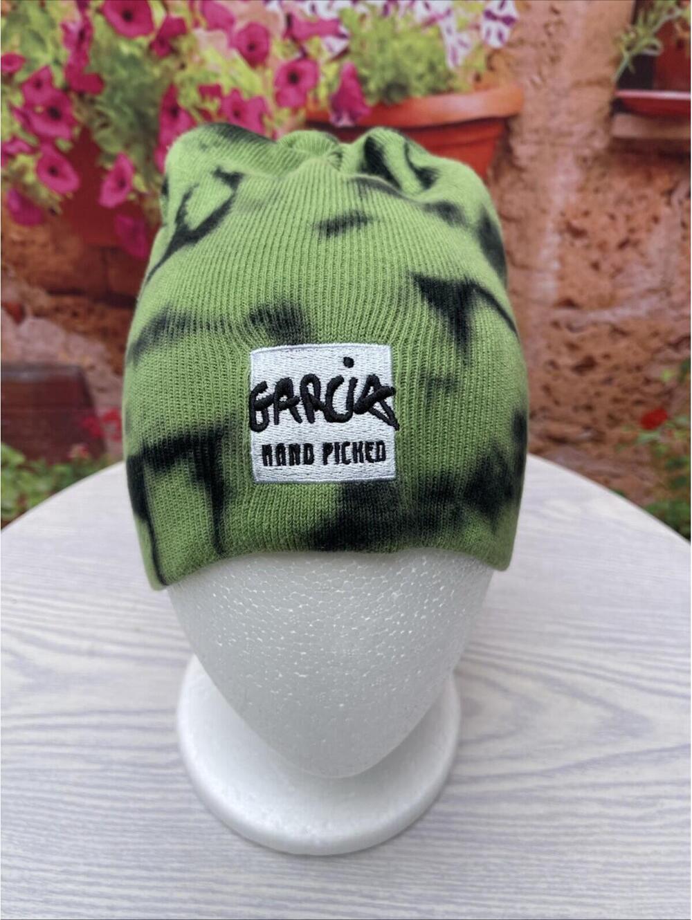Garcia Hand Picked Green Black Tie-Dye Knit Beanie One Size
